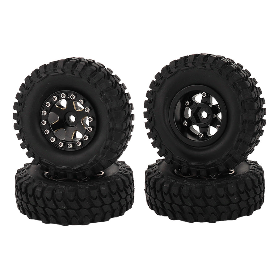 LonZeXy 1/18 1/24 RC Crawler Brass Wheel Rims 4Pcs Black Gold Heavy Weight Wheel Hub with Rubber Tires RC Car Upgrade Parts