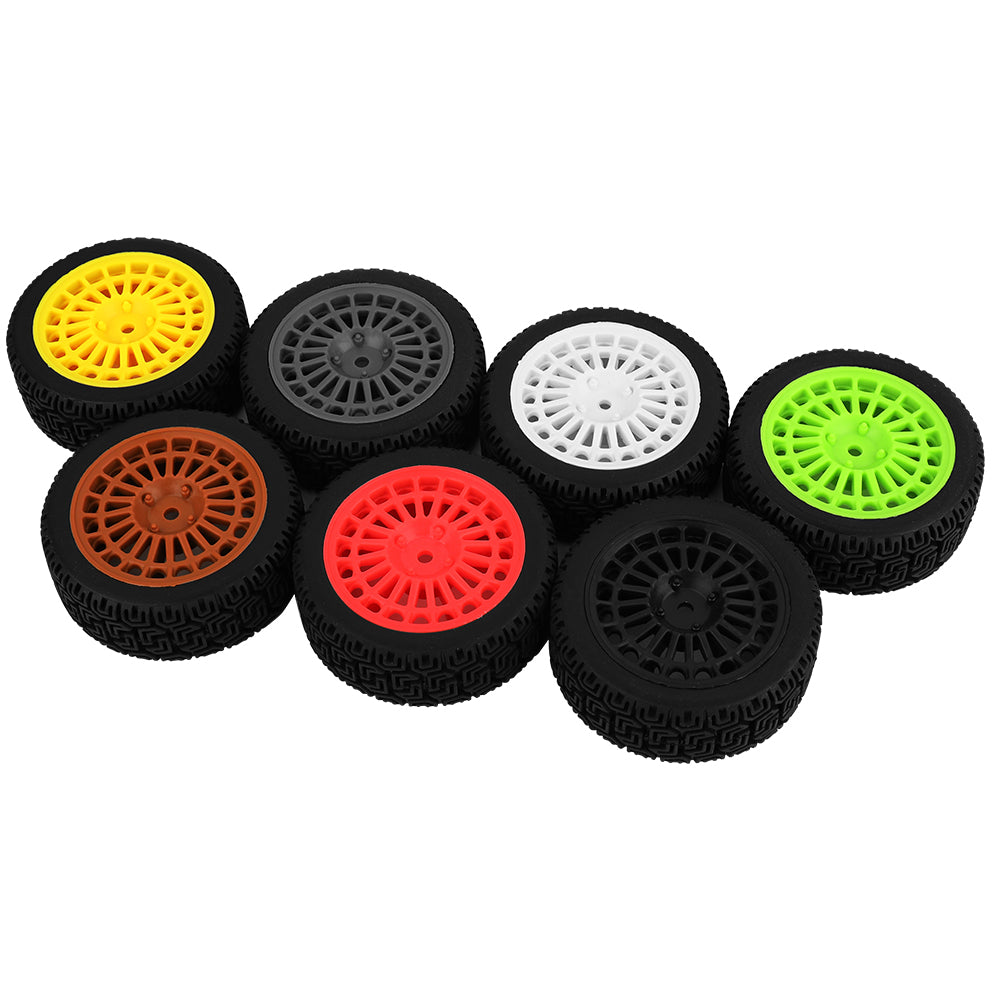 70mm RC Car Wheels Tires 4Pcs 26mm Width Rubber Tyre Plastic Wheel Rims for 1/10 On-Road Rally RC Buggy Upgrade Parts 7 Colors Optional