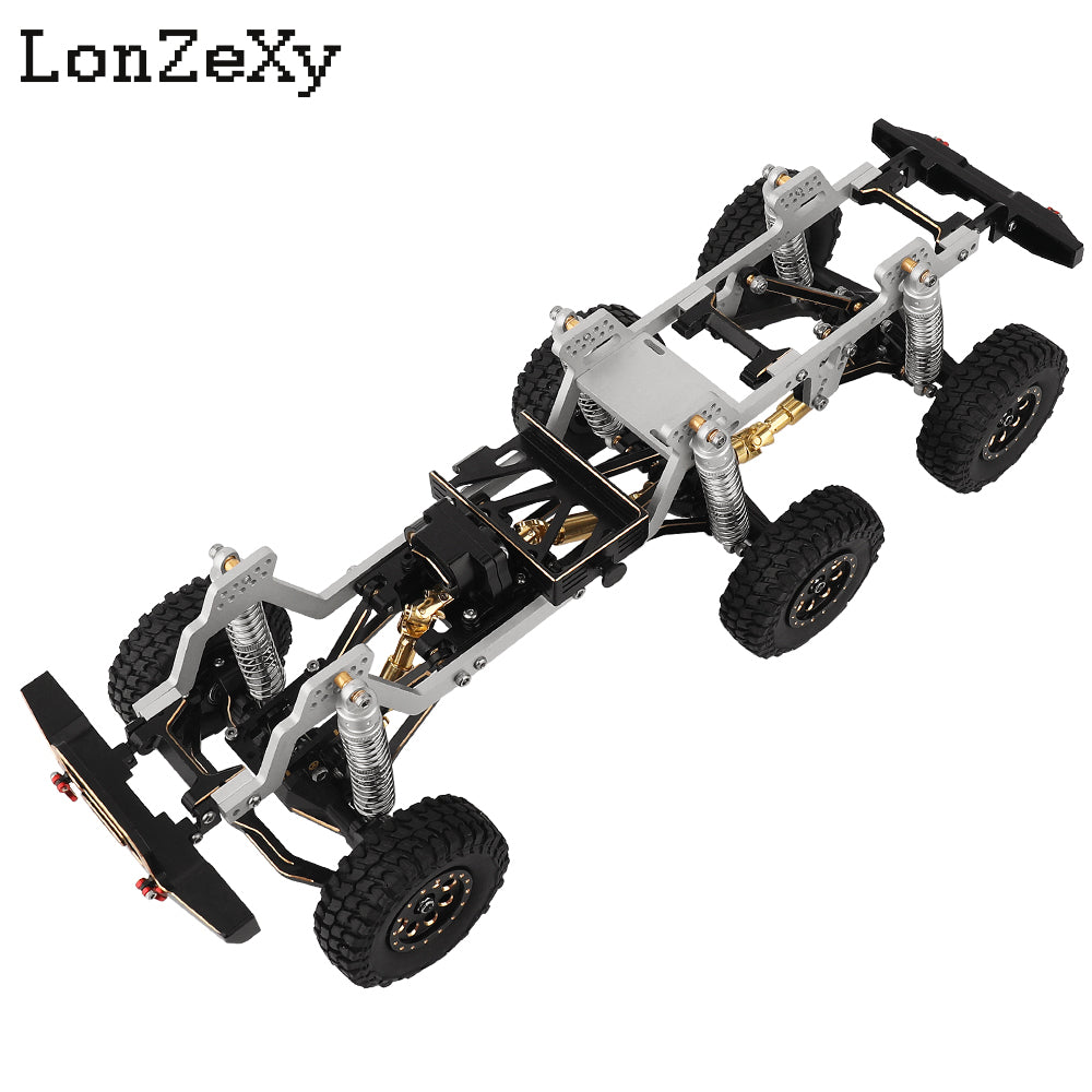 LONZEXY Metal 6x6 RC Car Chassis Frame with Front Middle Rear Axles Gearbox DIY for TRX4M