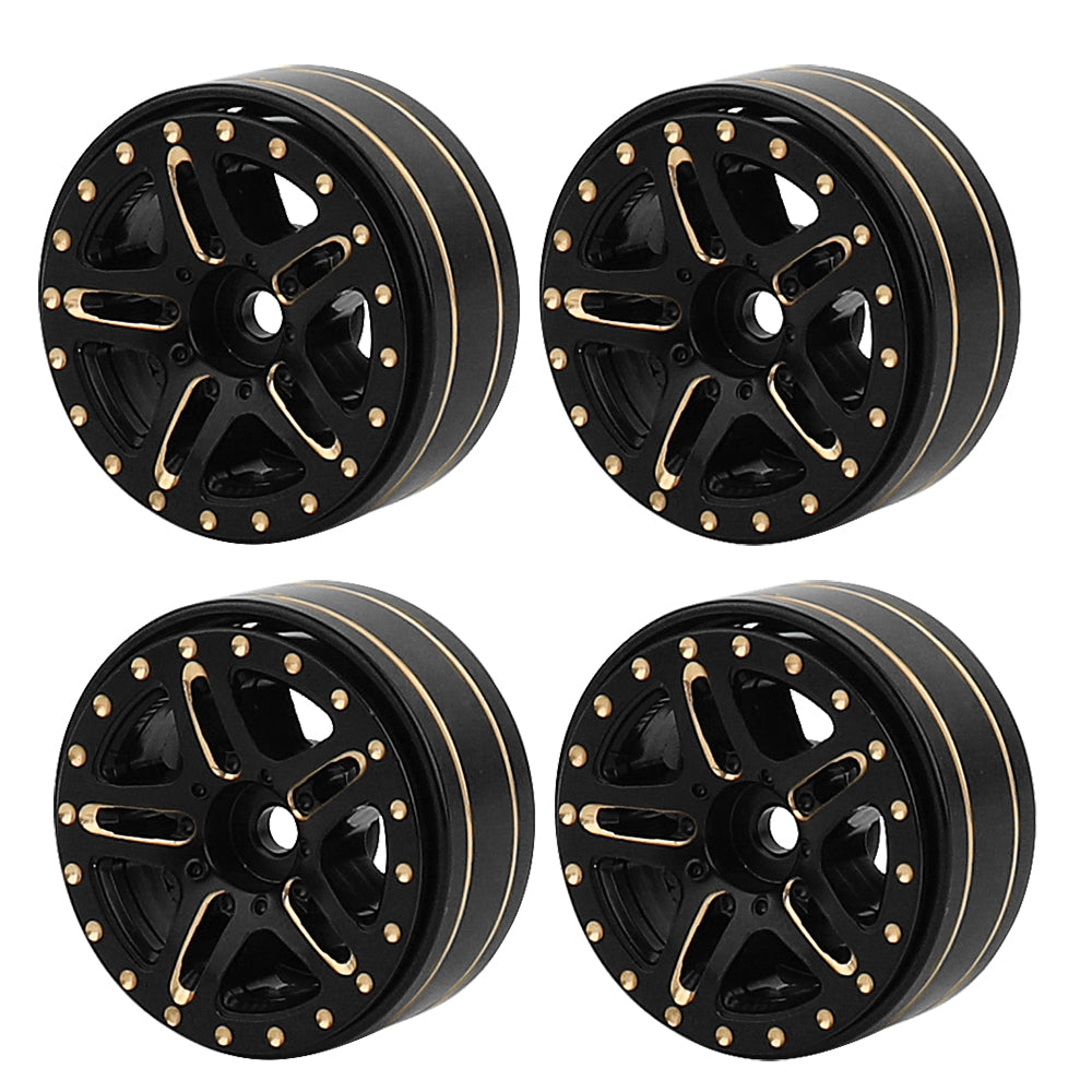 LonZeXy 1/18 1/24 RC Crawler Brass Beadlock Wheel Rims 4Pcs Black Gold Heavy Weight Wheel Hub RC Offroad Upgrade Parts