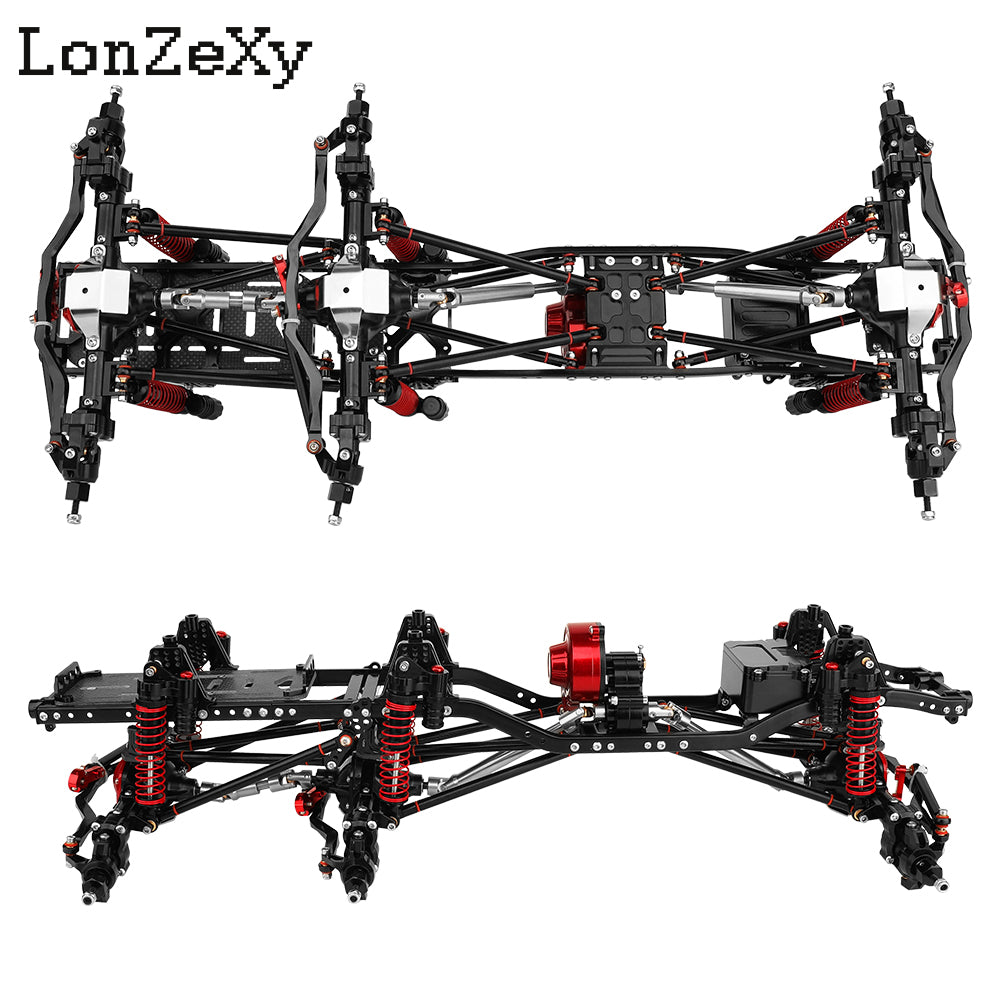 RC Chassis Frame For Axial For SCX10 Lonzexy Metal Alloy Upgraded 6x6 RC Car For Chassis Empty Frame With 3 Axles Gearbox Links DIY RC Crawler Car Parts
