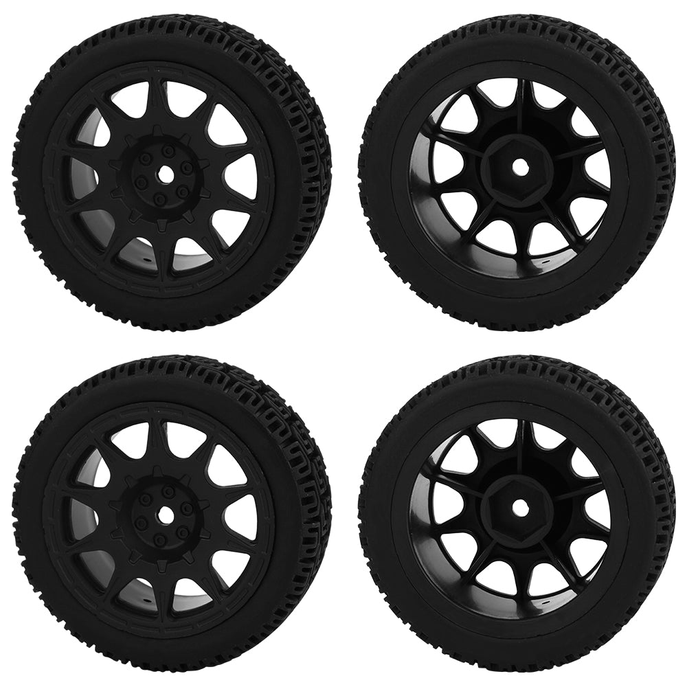 4Pcs 70mm RC Car Rally Tires Type C Nylon Wheel Rims Maze Pattern Rubber Tyres for 1/10 Tamiya TT01 XV02 Kyosho FW06 HSP 94123 On Road Touring Car Upgrade Parts