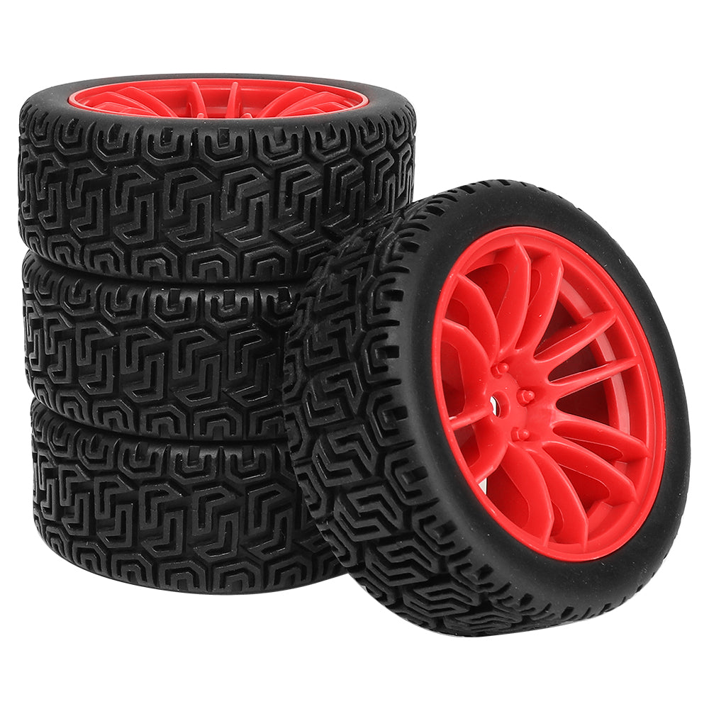 1/10 RC On-Road Buggy Wheels 34.6g All-Terrain Pattern Rubber Tires Multi Color Plastic Rims 12mm Hex RC Upgrade Parts