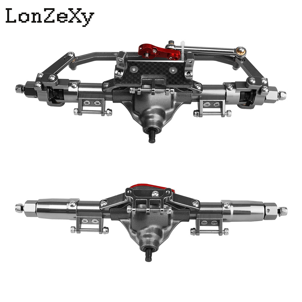 Lonzxey Aluminum Complete Axle Set with Enhanced Axle Shaft for Axial SCX10 RC4WD D90 1/10 RC C (Titanium Front+Rear)