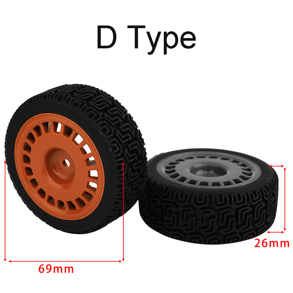LonZeXy 4Pcs Type D 70mm RC Rally Car Tires Maze Pattern Rubber Tyre Plastic Multi-Hole Wheel Rims for 1/10 Tamiya TT01 XV02 Kyosho FW06 HSP 94123 Touring Car Upgrade Parts 6 Colors Optional