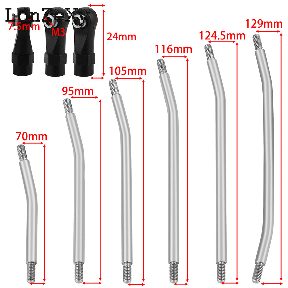 Stainless Steel Connecting Rod for 1/10 RC Axial SCX10 II AX90046 AX90047 Rock Climbing Car Metal Upgrade Parts