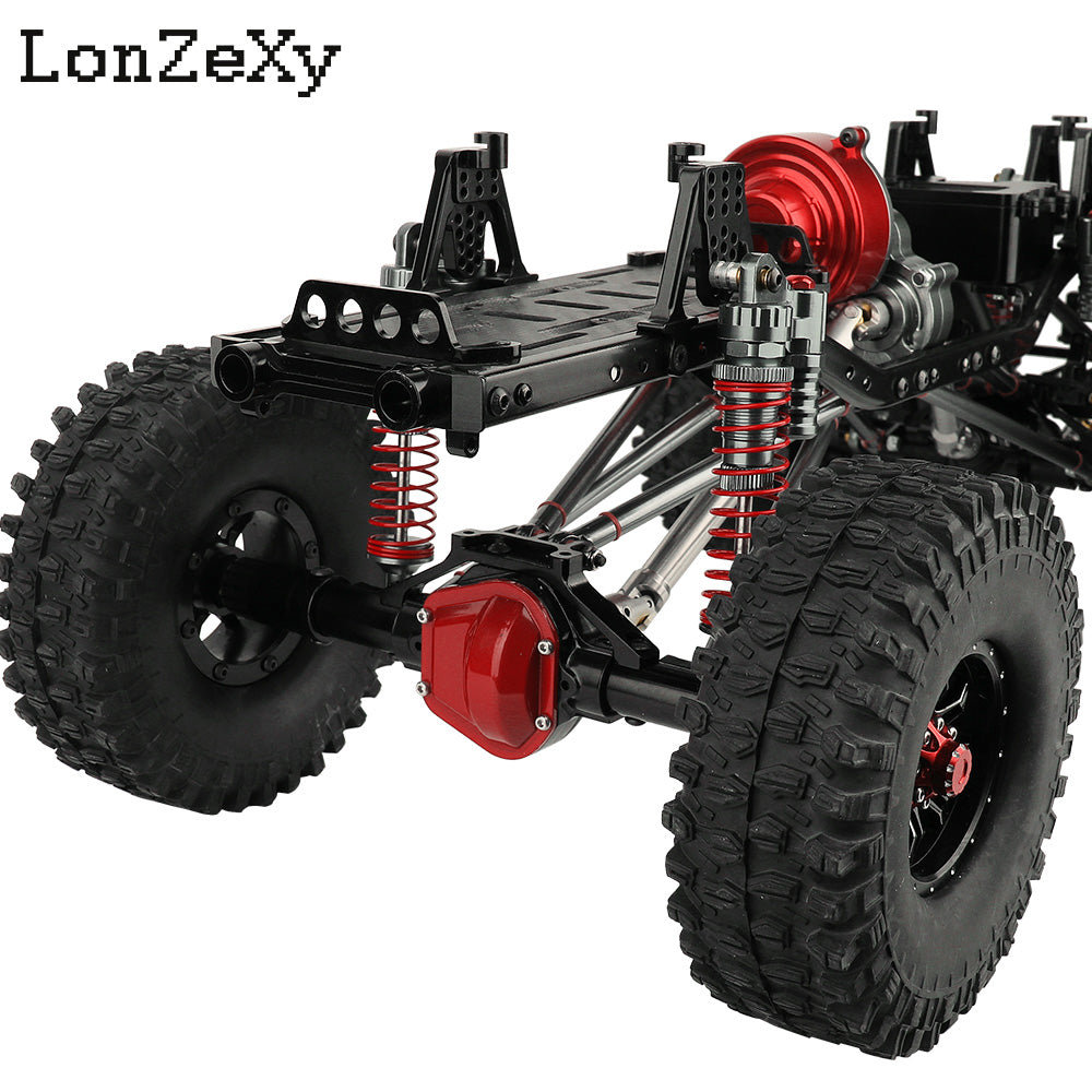 LONZEXY DIY 6x6 Frame+2 Front Steering Axles+Middle Axle Transmission 2 Battery Trays for SCX10