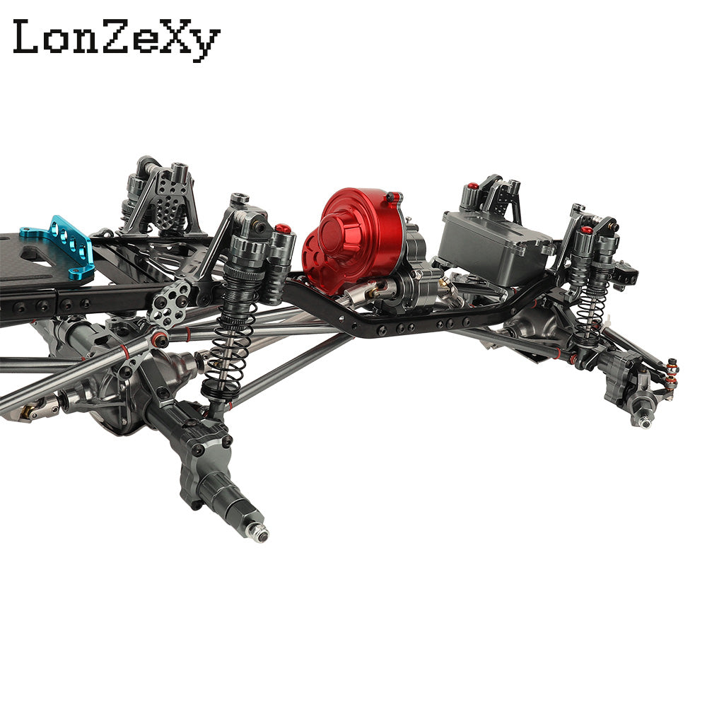 LONZEXY Metal 6x6 Frame+Front Middle Rear Axles+Gearbox + Battery Tray for SCX10 II