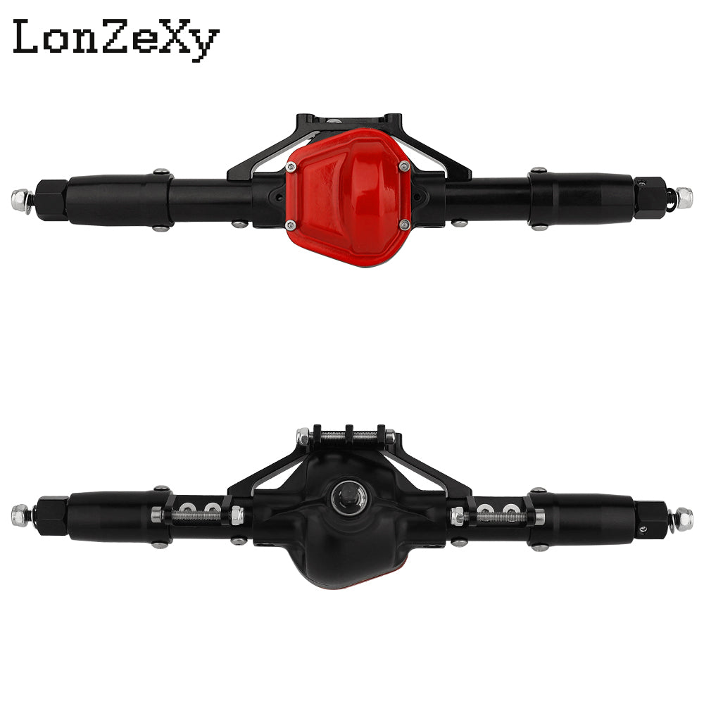 Lonzexy Aluminum Complete Axle Set + Enhanced Axle Shaft for Axial SCX10 RC4WD D90 (Black Front+Rear)