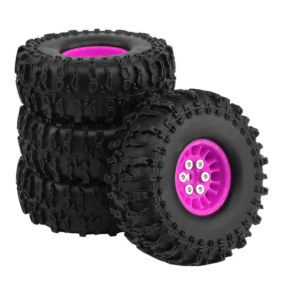LonZeXy 1.0 inch Plastic Wheel Hub Rims or with Rubber Tires 4PCS For 1/24 SCX24 1/28 RC Off-Road Buggy Mini Model Truck 29.6mm Diameter Colorful RC Car Replacement Parts Style B