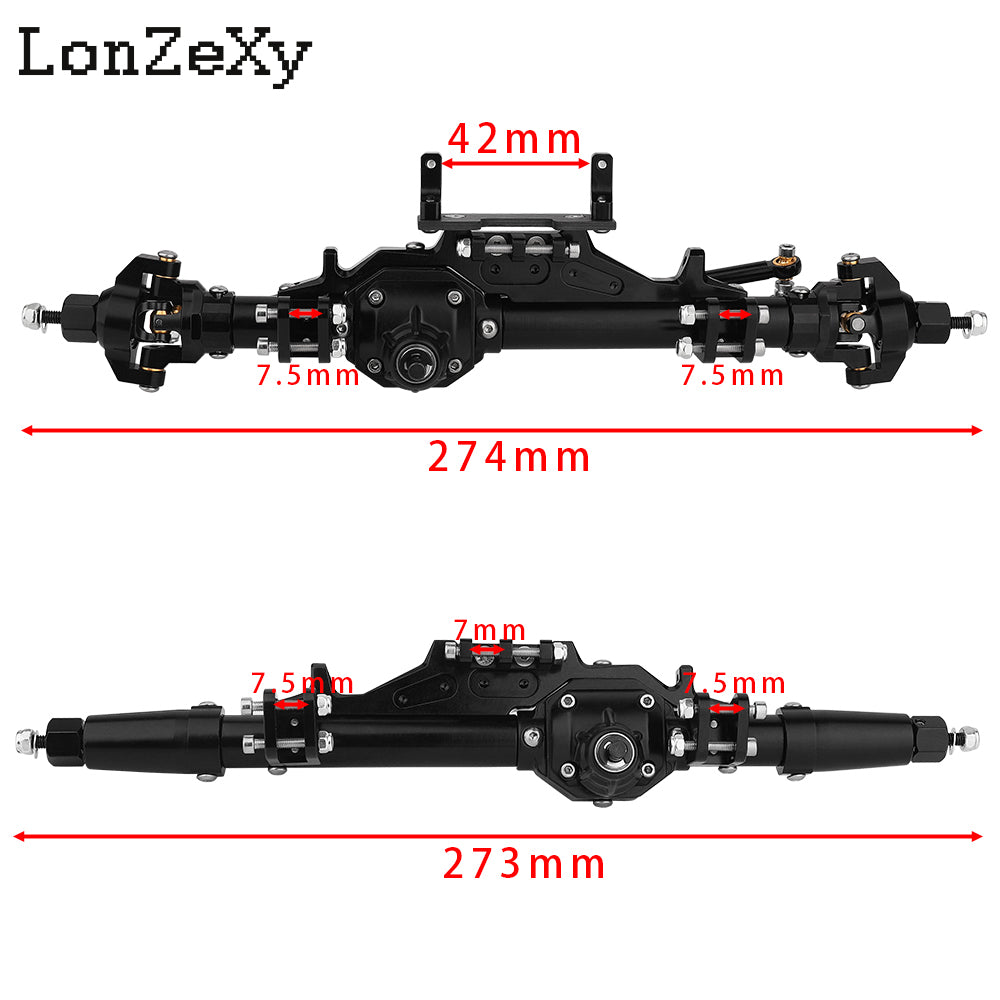 LONZEXY Complete Metal Front / Rear Axle Set for 1/10 RC Rock Crawler Axial Wraith
