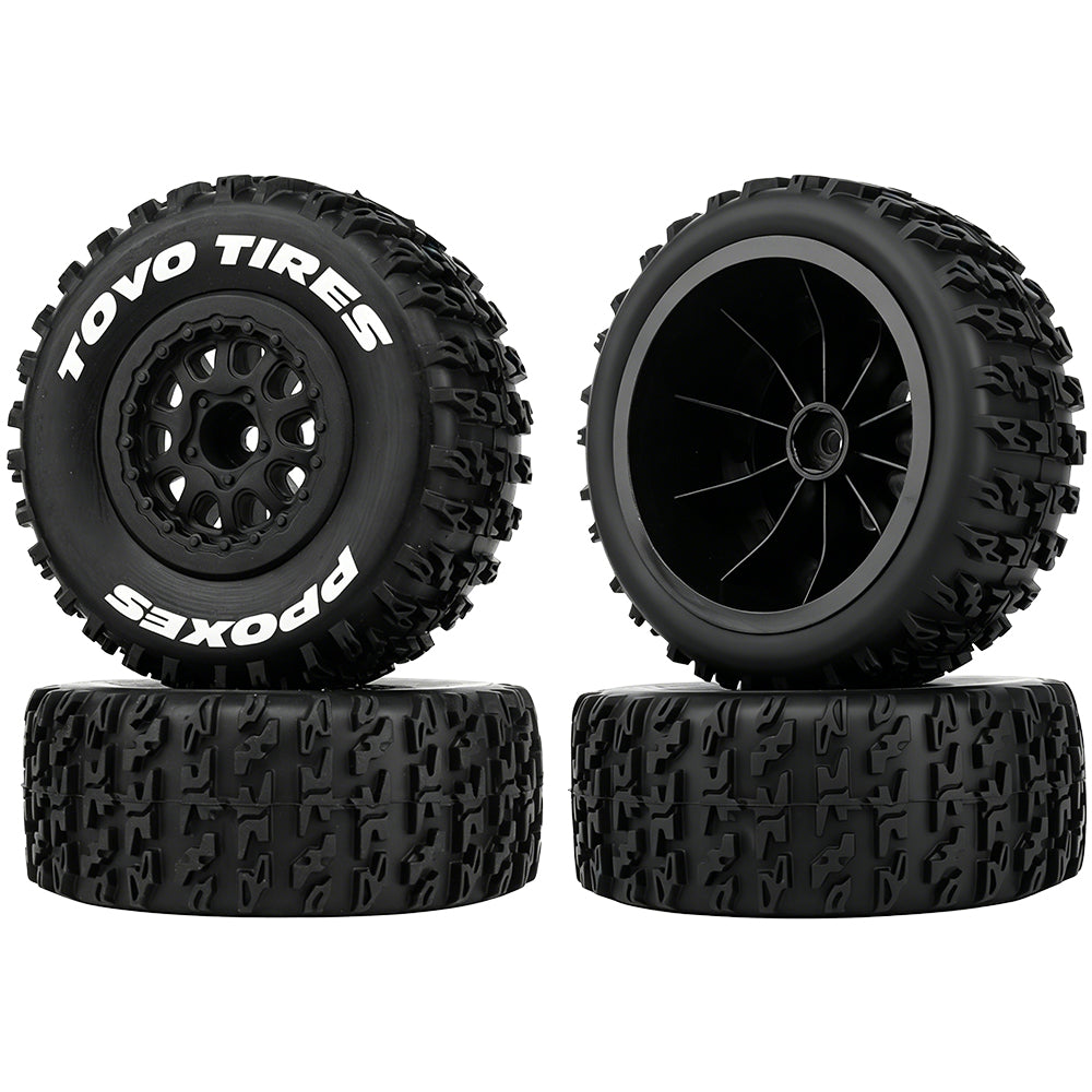 LonZeXy 4PCS DK10 1/10 RC Short Course Truck Wheels Tires Slick Off-Road Rally Racing Tyre Fit Traxxas Mini XRT Flat Ground Wear Resistant RC Buggy RC Model Car Upgrade Rubber Parts