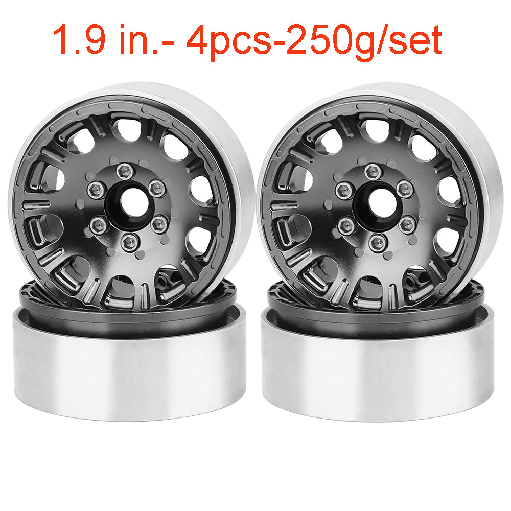 LonZeXy 1.9 Inch CNC Aluminum Beadlock Wheel Rim & Rubber Tire Assembly For 1/10 RC Crawler SCX10 Off-Road Climbing Car RC Upgrade Wheels