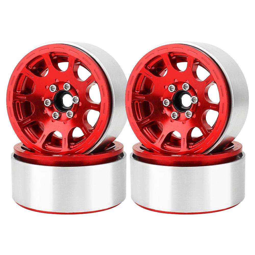 LonZeXy 2.2 Inch CNC Aluminum Beadlock Wheel Rims 97.7g For 1/10 RC Crawler, Replacement Wheel Hub For SCX10 TRX4