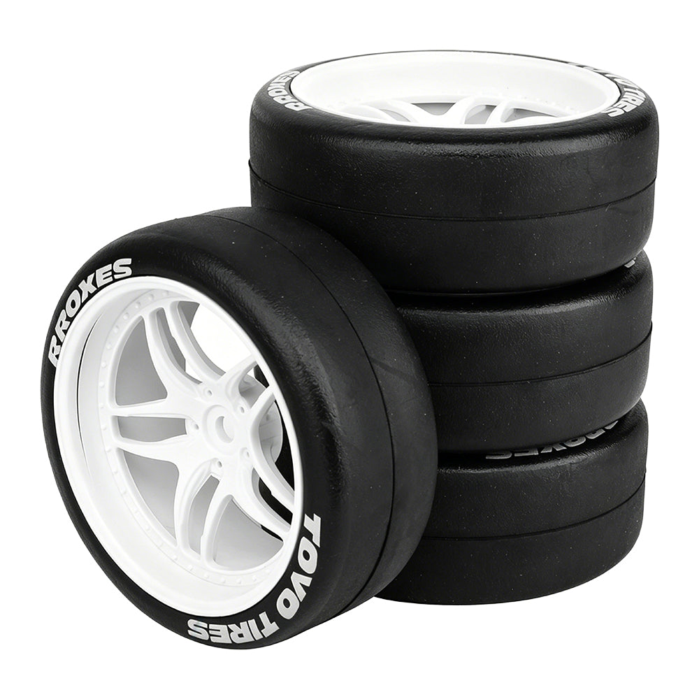 1/10 RC Drift Car Slick Drift Tires With Printed Logo Multi Spoke Plastic Rims 12mm Hex RC Racing Upgrade Parts