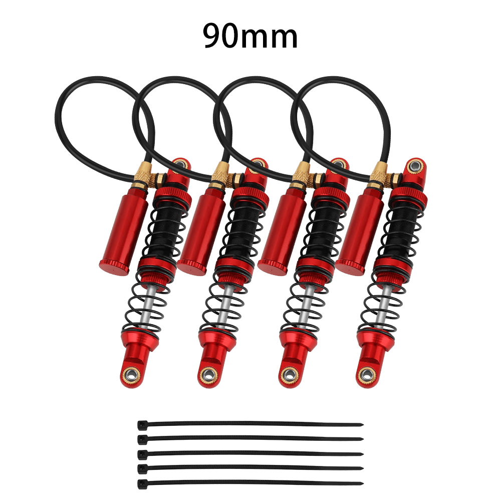 LonZeXy 4PCS Remote Reservoir Dual Spring Negative Pressure Shock Absorber 70/80/90/100/110/120mm Oil Damper For Axial SCX10 TRX4 TRX6 Wraith 1/10 RC Crawler Upgrade Parts