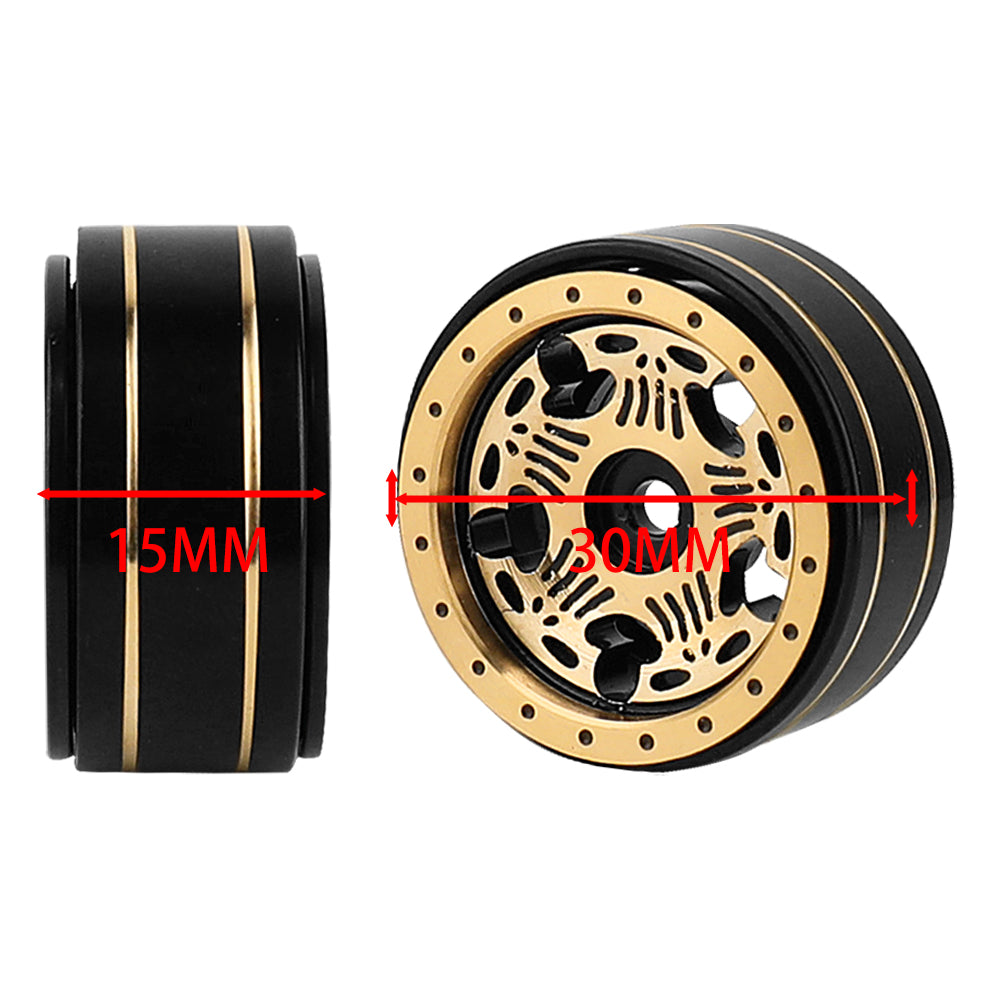 LonZeXy 1/18 1/24 RC Crawler Brass Beadlock Wheel Rims 4Pcs Black Gold Heavy Weight Wheel Hub RC Offroad Upgrade Parts