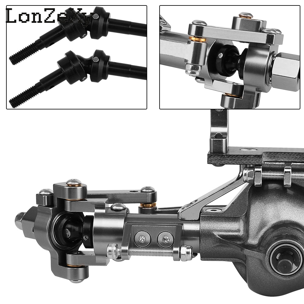 Lonzxey Aluminum Complete Axle Set with Enhanced Axle Shaft for Axial SCX10 RC4WD D90 1/10 RC C (Titanium Front+Rear)