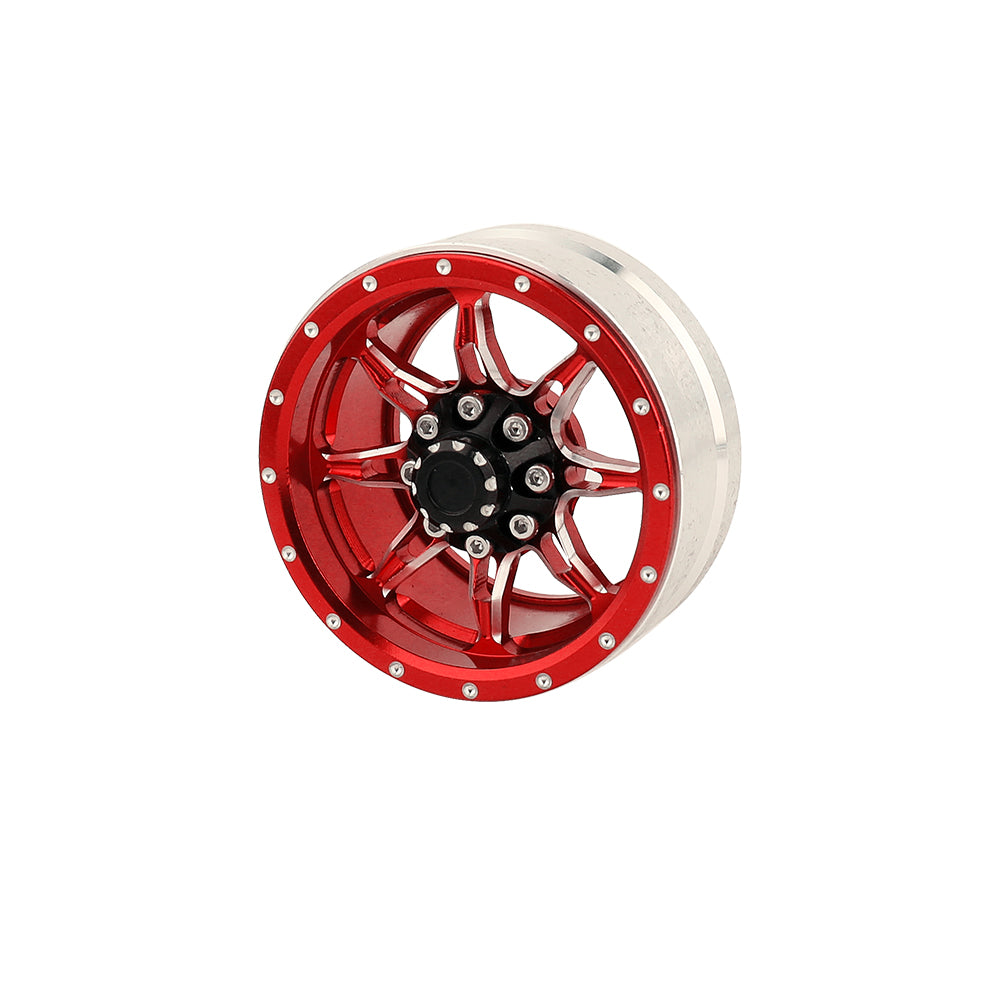 LonZeXy 1.9 Inch CNC Metal Beadlock Wheel Rims & Tyres Kit For 1/10 RC Offroad Crawler Axial SCX10, Alloy RC Wheel Hub Modification Accessories, Black Red Optional