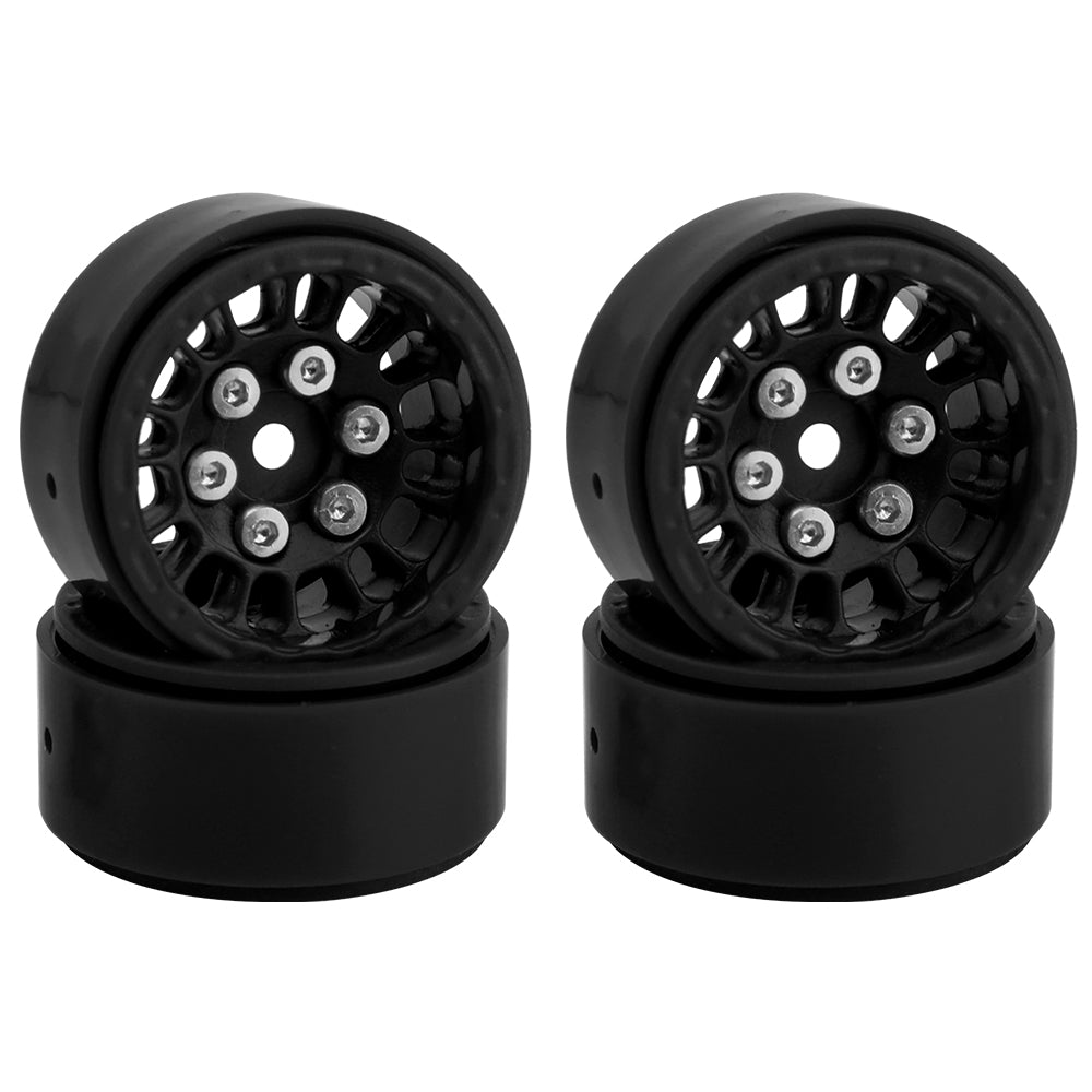 LonZeXy 1.0 inch Plastic Wheel Hub Rims or with Rubber Tires 4PCS For 1/24 SCX24 1/28 RC Off-Road Buggy Mini Model Truck 29.6mm Diameter Colorful RC Car Replacement Parts Style B
