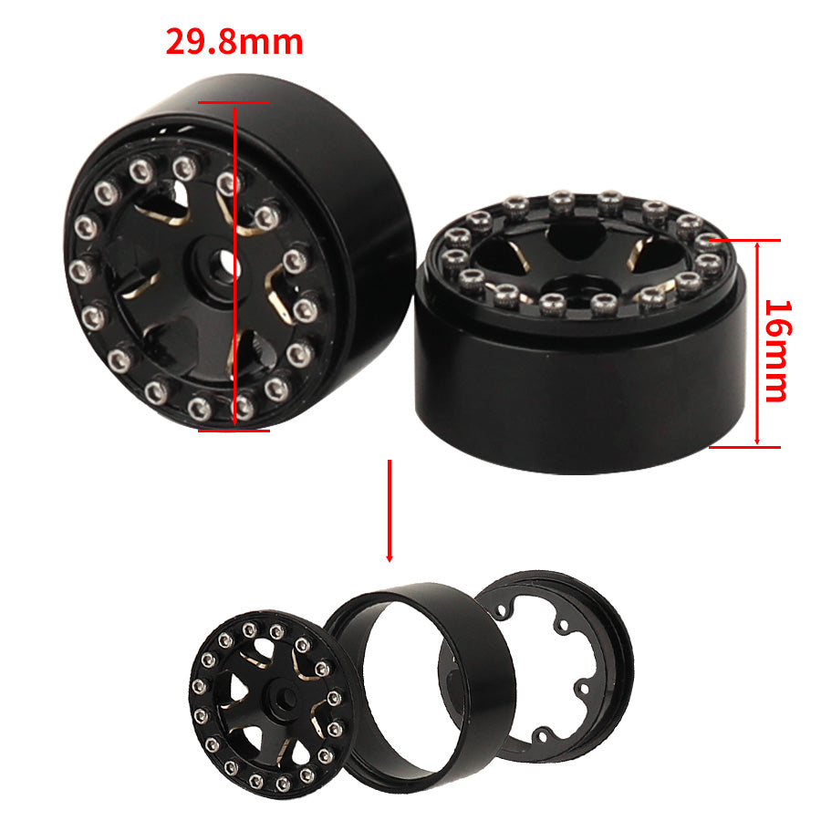 LonZeXy 1/18 1/24 RC Crawler Brass Wheel Rims 4Pcs Black Gold Heavy Weight Wheel Hub with Rubber Tires RC Car Upgrade Parts