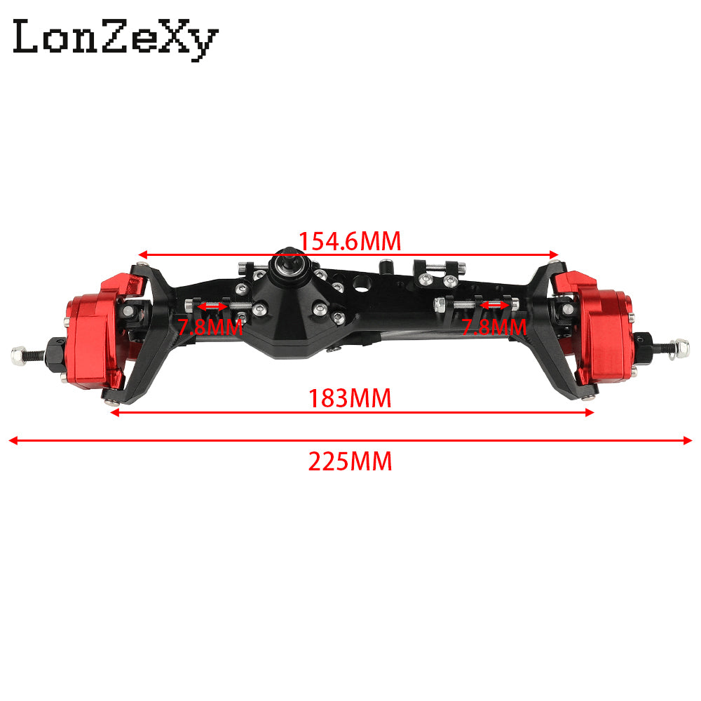Lonzexy 1/10 Aluminum RC Portal Axles Set  for Axial Capra SCX10 III LCG (Black F&R Set)
