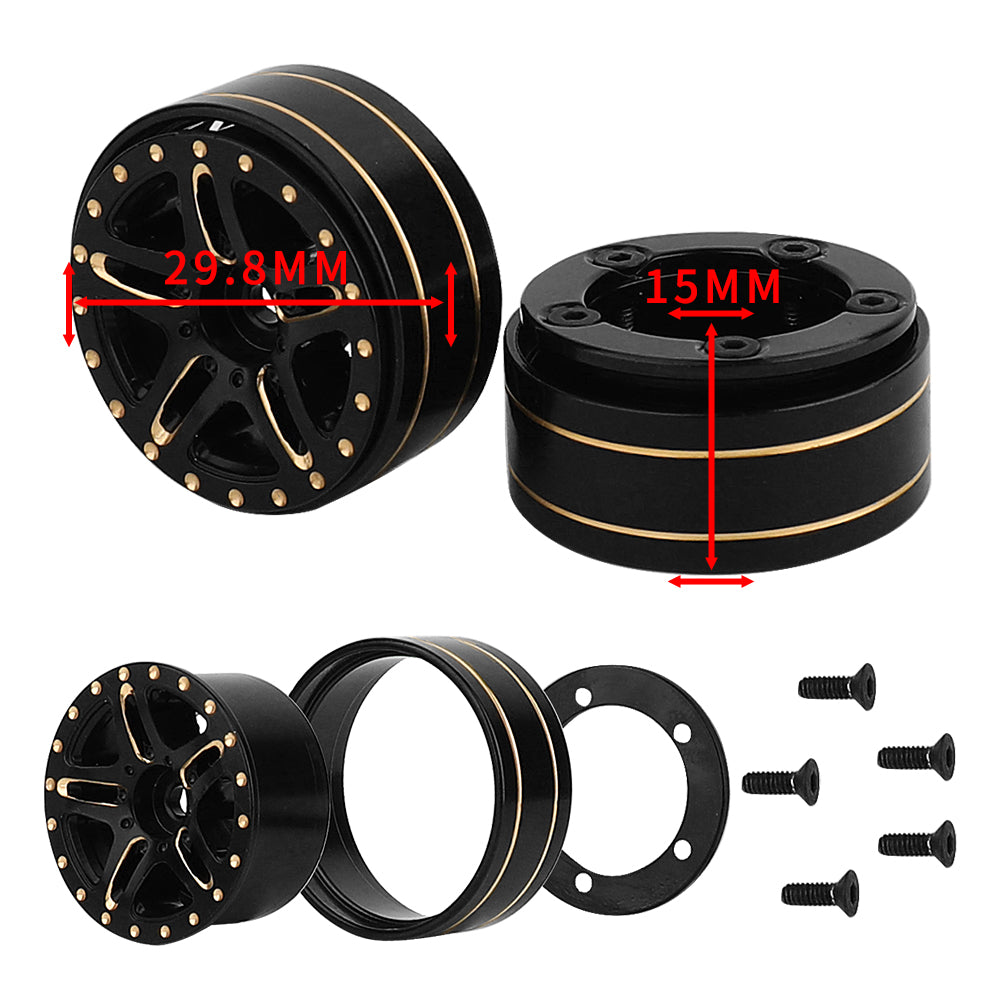 LonZeXy 1/18 1/24 RC Crawler Brass Beadlock Wheel Rims 4Pcs Black Gold Heavy Weight Wheel Hub RC Offroad Upgrade Parts