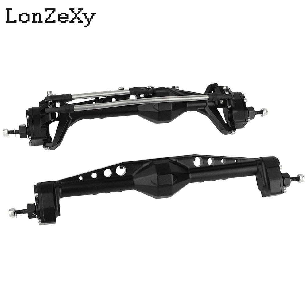 Lonzexy 1/10 Aluminum RC Portal Axles Set  for Axial Capra SCX10 III LCG (Black F&R Set)