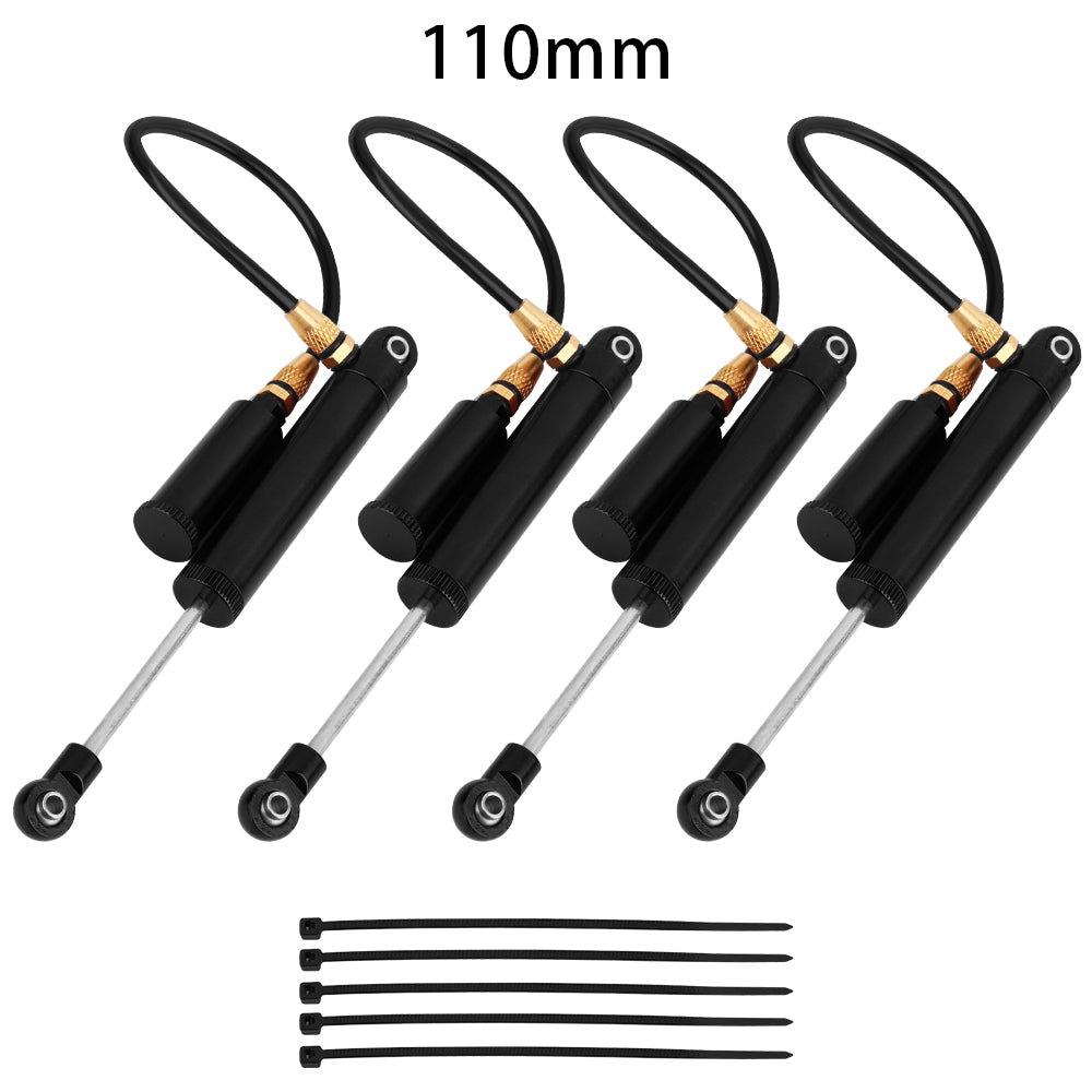 LonZeXy 4PCS Remote Reservoir Negative Pressure Shock Absorber 70/80/90/100/110mm Oil Damper For Axial SCX10 TRX4 TRX6 Wraith 1/10 RC Crawler Upgrade Parts
