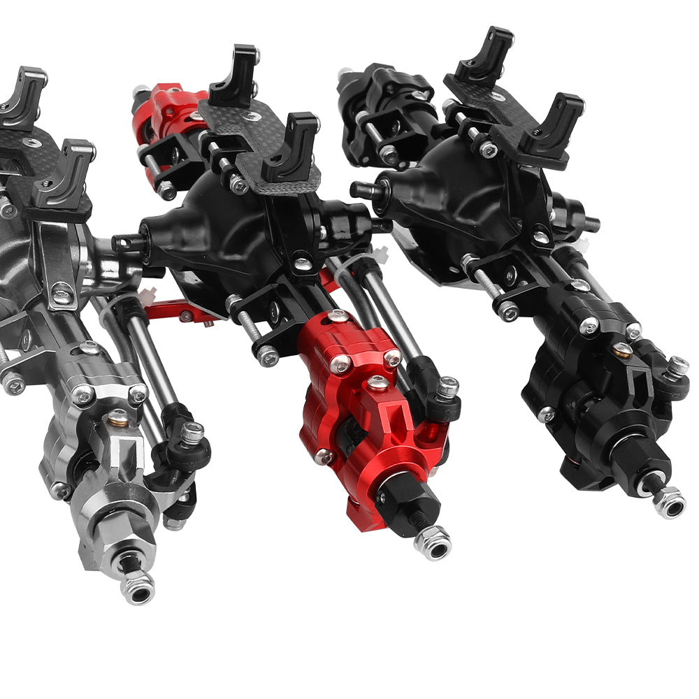 LonZeXy CNC Aluminum Portal Middle Axle With Steering Link Option, Metal Portal Axle For 1/10 SCX10 6x6 RC Crawler Chassis Upgrade Parts