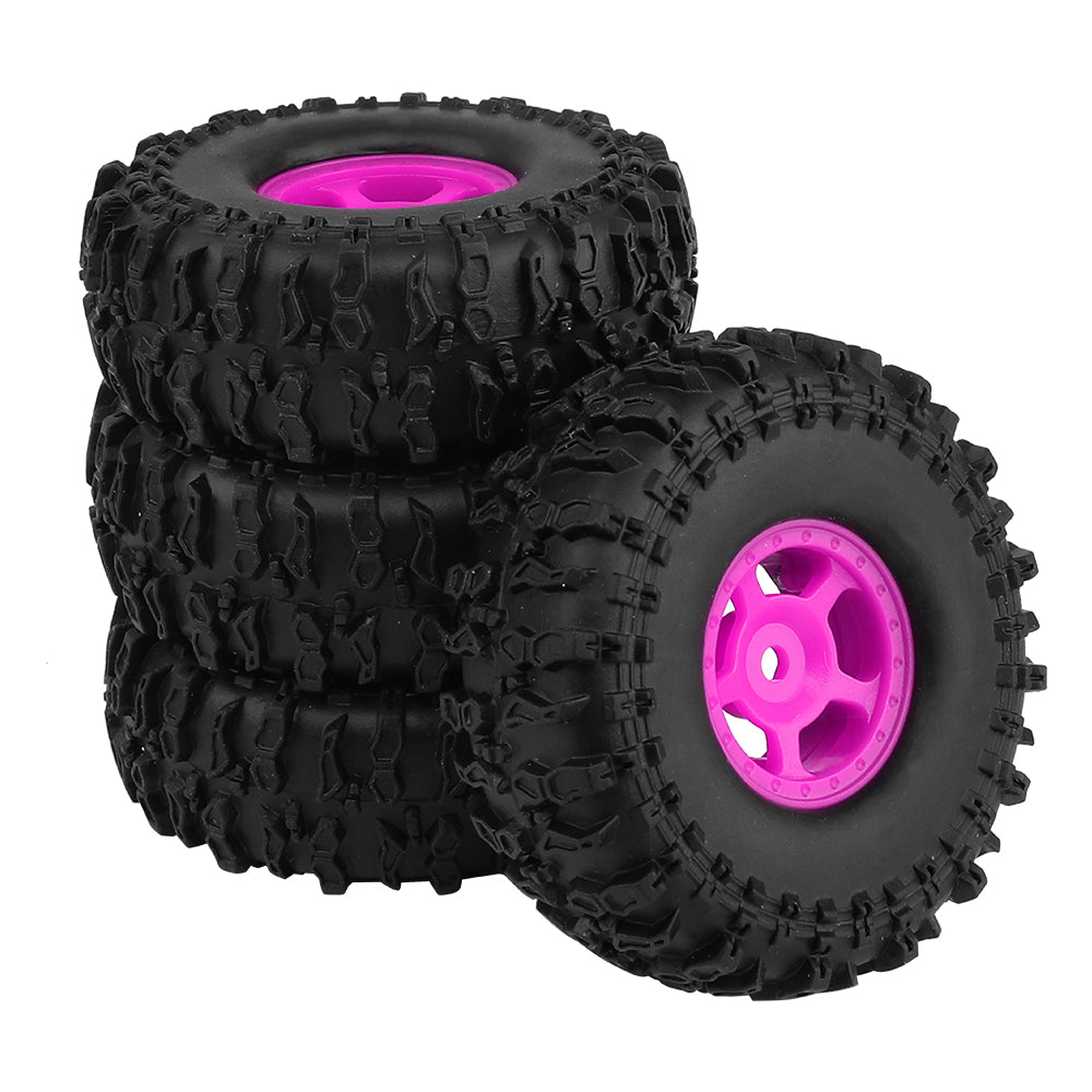 LonZeXy 1.0 inch Plastic Wheel Hub Rims or with Rubber Tires 4PCS For 1/24 SCX24 1/28 RC Off-Road Buggy Mini Model Truck 29.6mm Diameter Colorful RC Car Replacement Parts Style J
