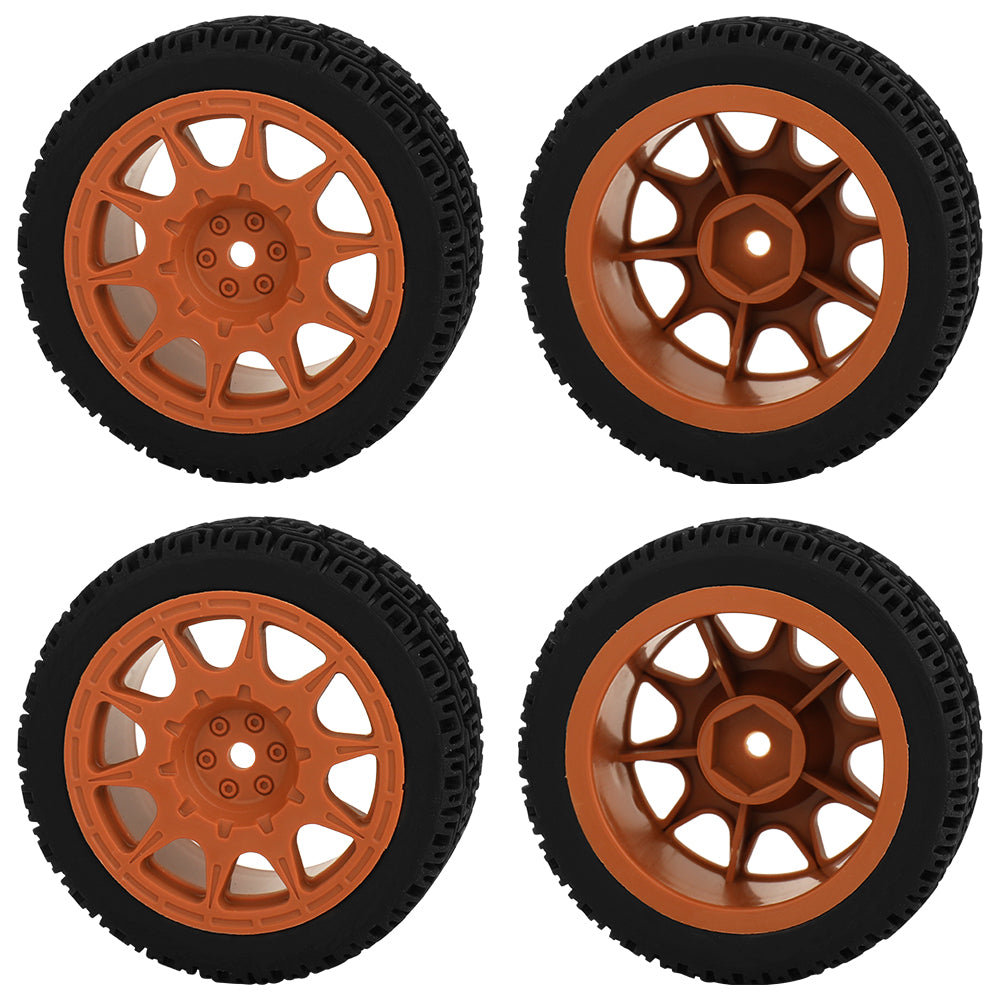 4Pcs 70mm RC Car Rally Tires Type C Nylon Wheel Rims Maze Pattern Rubber Tyres for 1/10 Tamiya TT01 XV02 Kyosho FW06 HSP 94123 On Road Touring Car Upgrade Parts