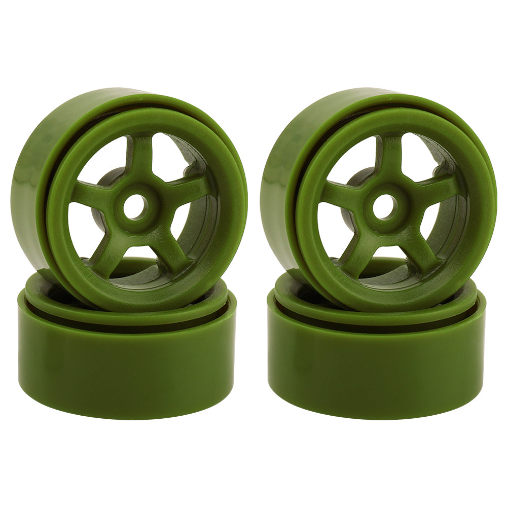 LonZeXy 1.0 inch Plastic Wheel Hub Rims or with Rubber Tires 4PCS For 1/24 SCX24 1/28 RC Off-Road Buggy Mini Model Truck 29.6mm Diameter Colorful RC Car Replacement Parts Style I