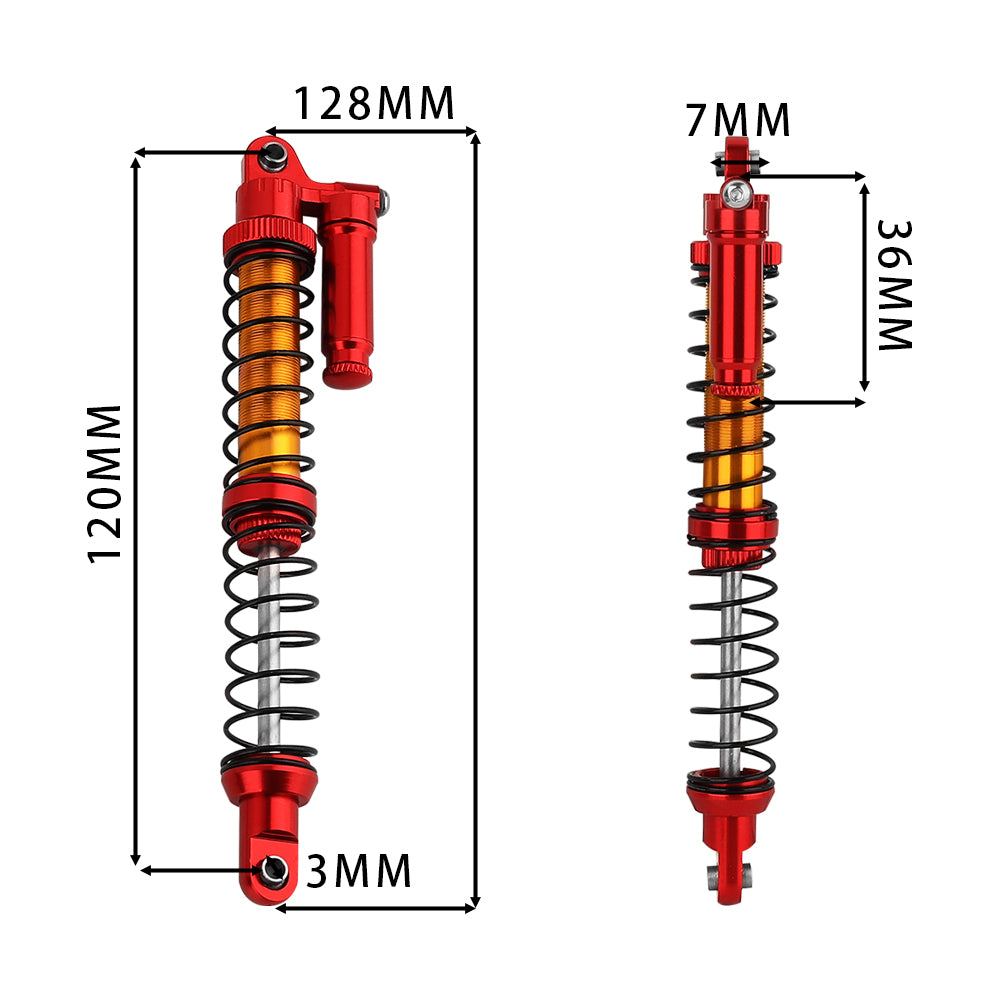LonZeXy 4PCS 1/10 RC Crawler Piggyback Oil Shock Absorber 70/80/90/100/110/120mm Adjustable Damper For Axial SCX10 TRX4 D90 RC Off-Road Car Upgrade Parts