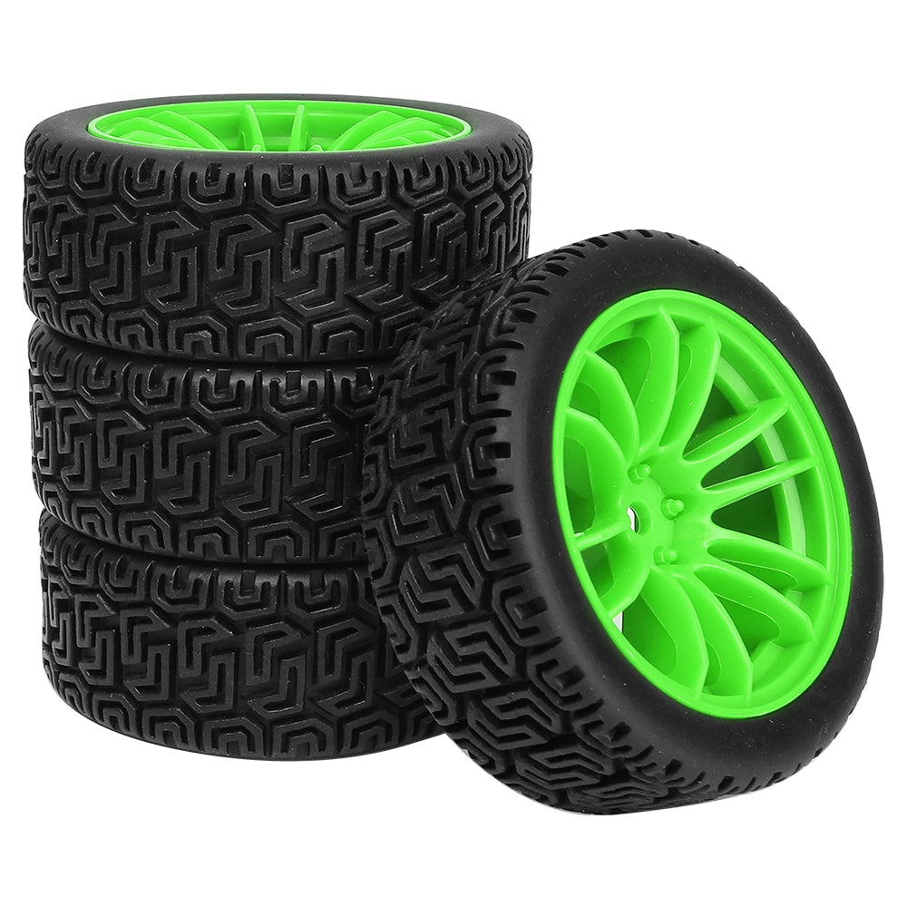 1/10 RC On-Road Buggy Wheels 34.6g All-Terrain Pattern Rubber Tires Multi Color Plastic Rims 12mm Hex RC Upgrade Parts