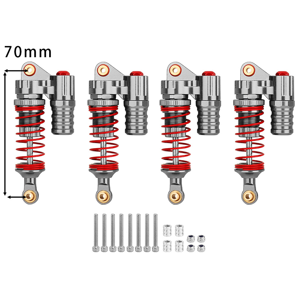 LonZeXy 4PCS 1/10 RC Crawler Piggyback Oil Shock Absorber 70/80/90/100/110/120mm Dual Spring Adjustable Damper For Axial SCX10 TRX4 D90 RC Off-Road Car Upgrade Parts