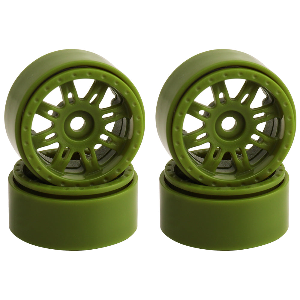 LonZeXy 1.0 inch Plastic Wheel Hub Rims or with Rubber Tires 4PCS For 1/24 SCX24 1/28 RC Off-Road Buggy Mini Model Truck 29.6mm Diameter Colorful RC Car Replacement Parts Style H