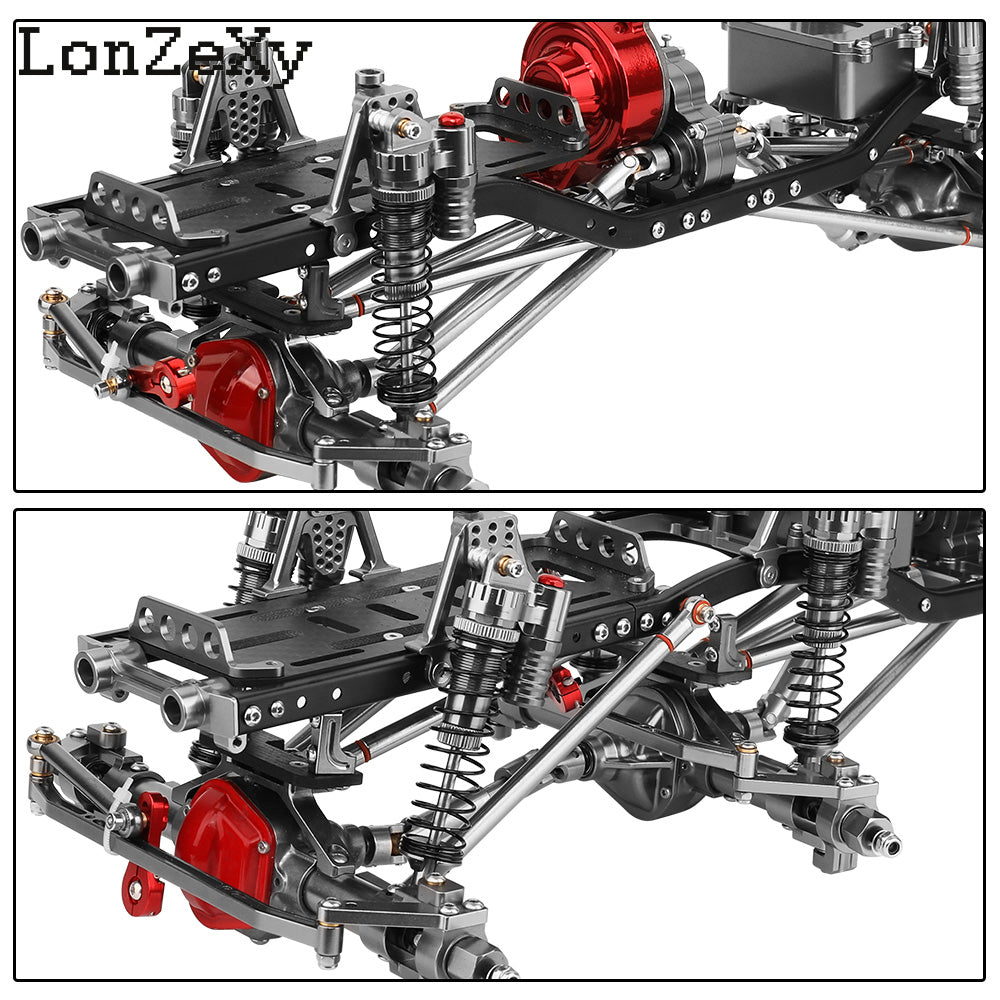 LONZEXY 6x6 Frame Set+Transmission Front Middle Rear Axle for 1/10 SCX10