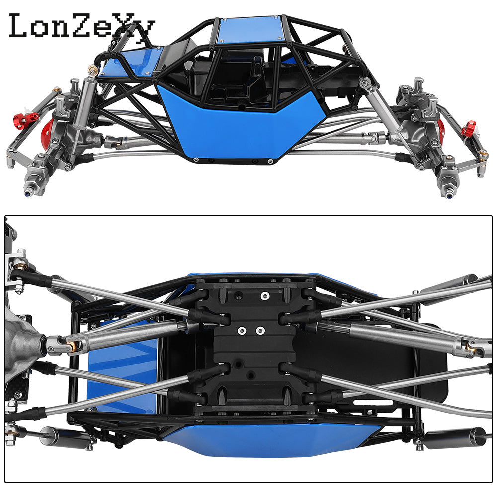 Wheelbase 313mm Double Straight Frame Chassis+Nylon Tube Roll Cage for SCX10 TRX4 (Without Wheels)