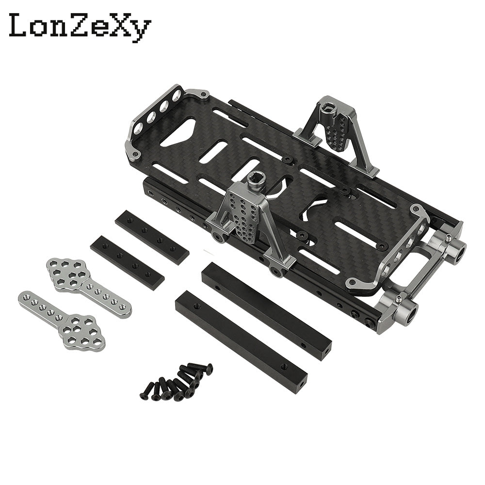 LONZEXY Metal 6x6 Frame Kit Rails + Shock Towers Battery Mount Bumper SCX10