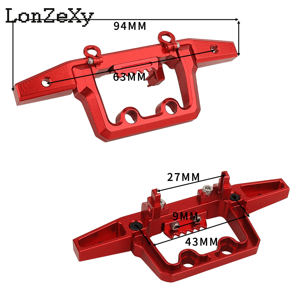 LONZEXY CNC Aluminum Front Rear Bumper with Lights for 1/18 TRX4M Defender