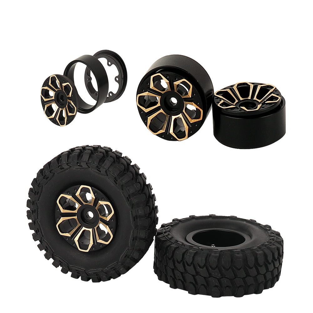 LonZeXy 1/18 1/24 RC Crawler Brass Wheel Rims 4Pcs Black Gold Heavy Weight Wheel Hub RC Model Upgrade Parts