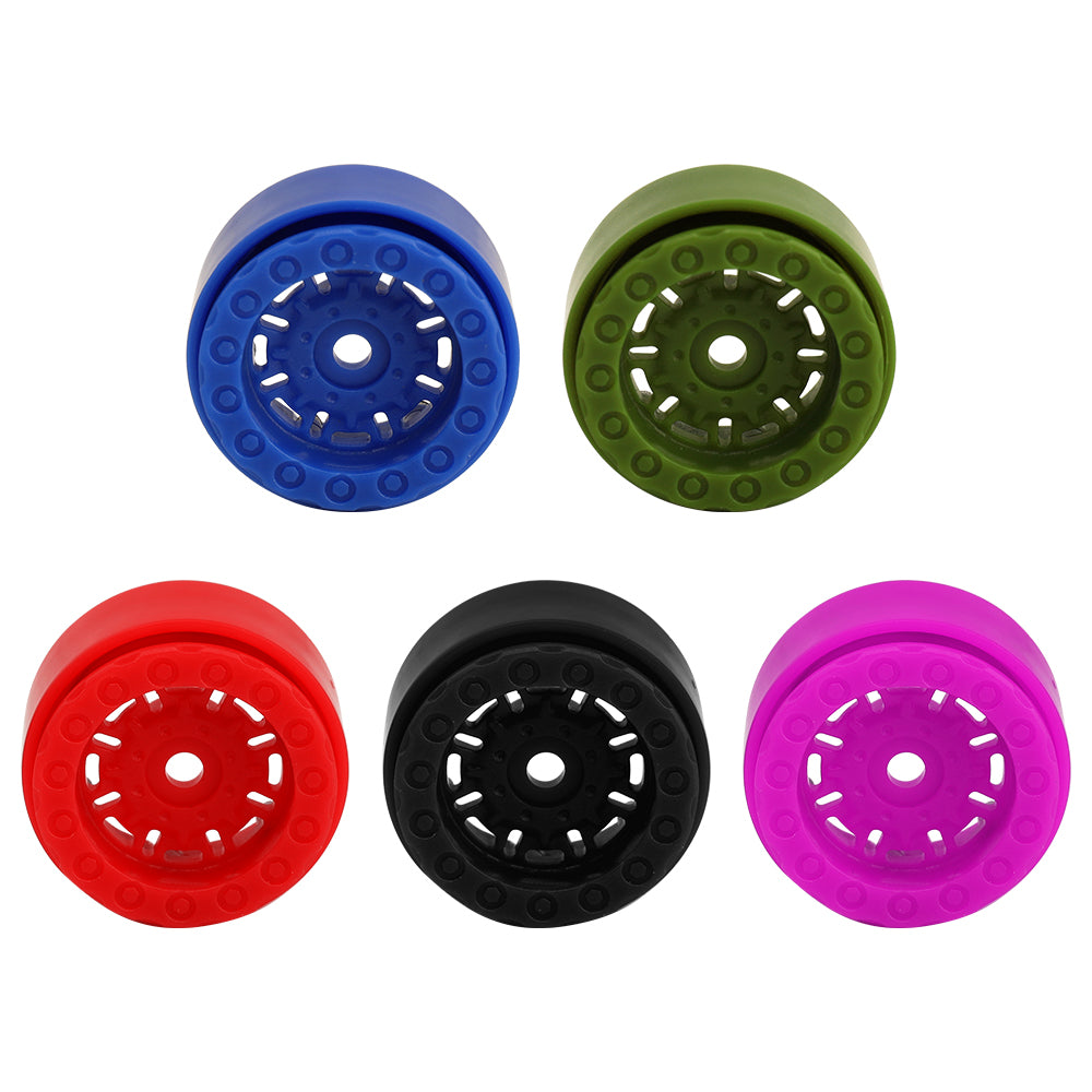 LonZeXy 1.0 inch Plastic Wheel Hub Rims or with Rubber Tires 4PCS For 1/24 SCX24 1/28 RC Off-Road Buggy Mini Model Truck 29.6mm Diameter Colorful RC Car Replacement Parts Style F
