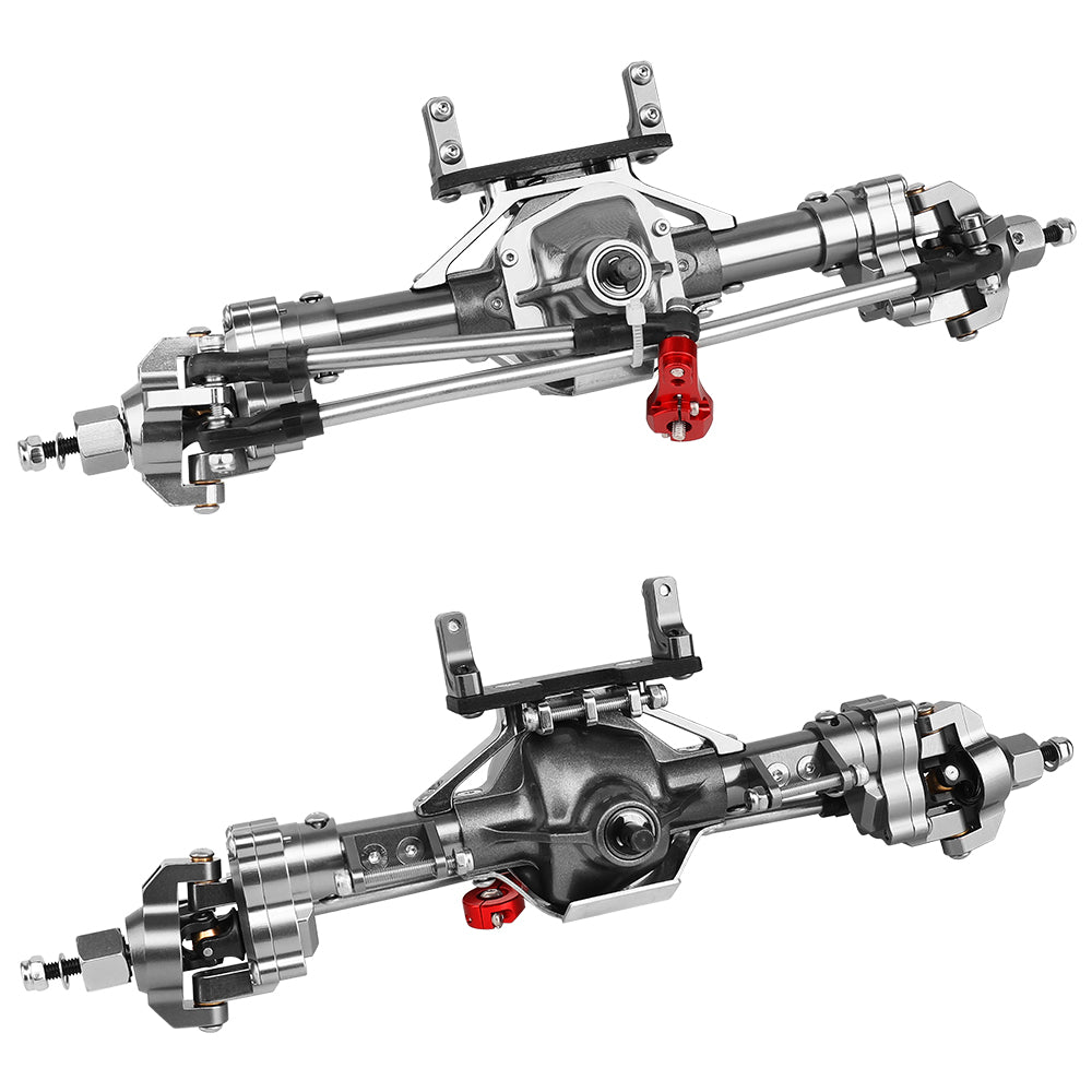 LonZeXy CNC Aluminum Portal Middle Axle With Steering Link Option, Metal Portal Axle For 1/10 SCX10 6x6 RC Crawler Chassis Upgrade Parts
