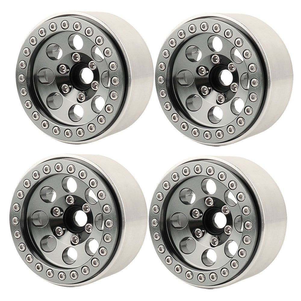 LonZeXy 1.9 Inch CNC Aluminum Beadlock Wheel Rim & Rubber Tire Assembly For 1/10 RC Crawler Axial SCX10 Off-Road Climbing Car Alloy Upgrade Wheels Multiple Two-Tone Colors