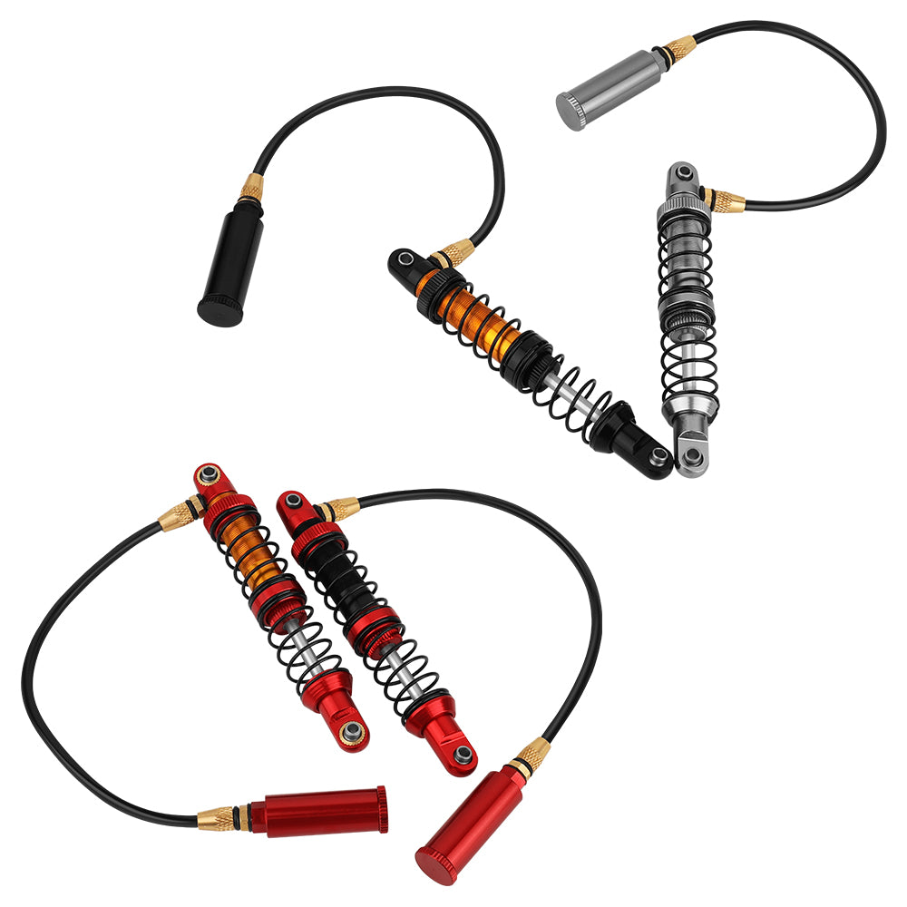 LonZeXy 4PCS Remote Reservoir Dual Spring Negative Pressure Shock Absorber 70/80/90/100/110/120mm Oil Damper For Axial SCX10 TRX4 TRX6 Wraith 1/10 RC Crawler Upgrade Parts