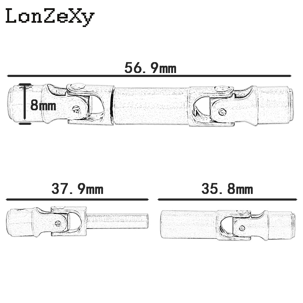 Lonzexy 2Pcs Metal Drive Shaft for WPL 1/16 RC Scale Upgrade RC Accessories