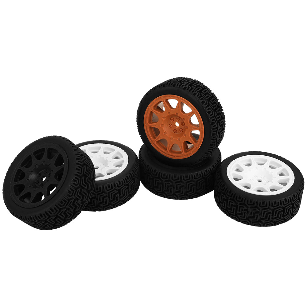 4Pcs 70mm RC Car Rally Tires Type C Nylon Wheel Rims Maze Pattern Rubber Tyres for 1/10 Tamiya TT01 XV02 Kyosho FW06 HSP 94123 On Road Touring Car Upgrade Parts