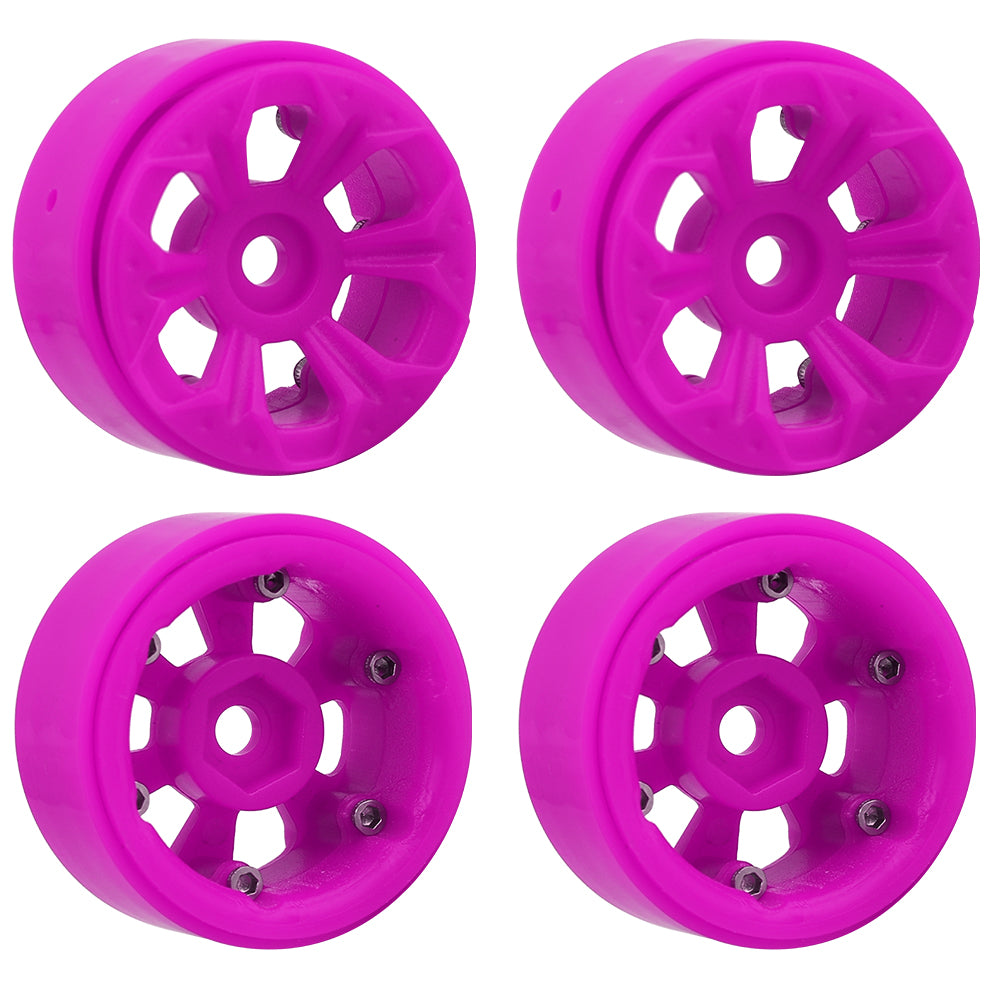 LonZeXy 1.0 inch Plastic Wheel Hub Rims or with Rubber Tires 4PCS For 1/24 SCX24 1/28 RC Off-Road Buggy Mini Model Truck 29.6mm Diameter Colorful RC Car Replacement Parts Style G