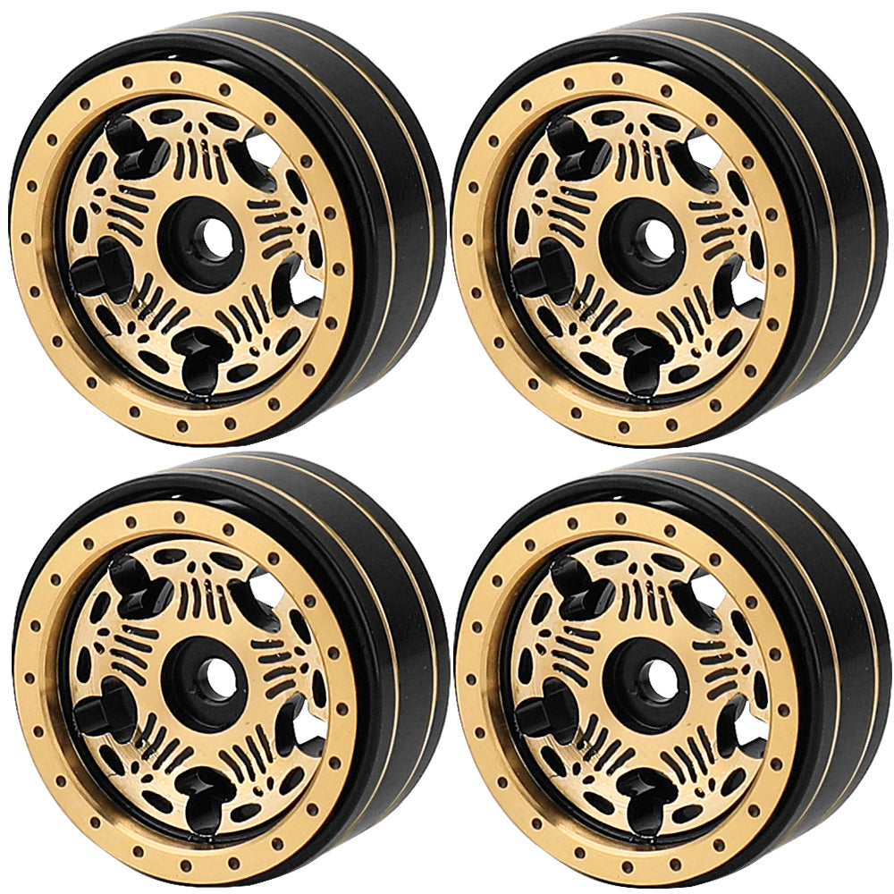 LonZeXy 1/18 1/24 RC Crawler Brass Beadlock Wheel Rims 4Pcs Black Gold Heavy Weight Wheel Hub RC Offroad Upgrade Parts